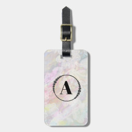 Etiqueta De Bagagem Mármore & laço do *~* + Monograma do carvão