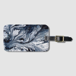 Etiqueta De Bagagem Mármore Negro e Branco