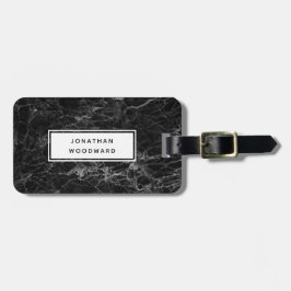 Etiqueta De Bagagem Mármore preto moderno elegante personalizado