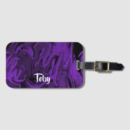 Etiqueta De Bagagem Mármore roxo e preto polido