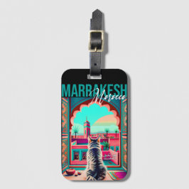 Etiqueta De Bagagem Marrakech Marrocos Cat Viagem Turismo Souvenir