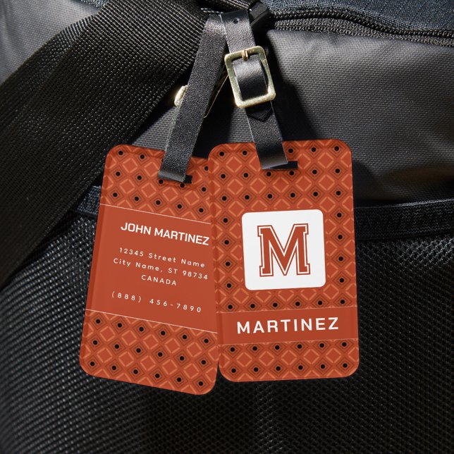 Etiqueta de Bagagem Marrom Elegante para o Homem (Criador carregado)