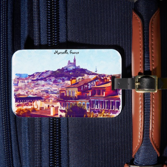 Etiqueta De Bagagem Marselha França Panorama View (Frente Insitu 4)