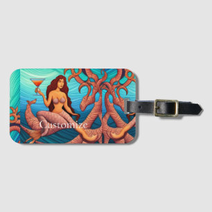 Etiqueta De Bagagem Martini Mermaid Thunder_Cove de cabelos longos