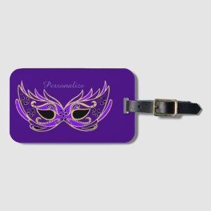 Etiqueta De Bagagem Máscara de Mascarada Roxa Personalizada