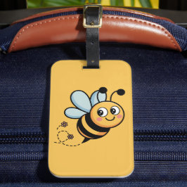 Etiqueta De Bagagem Mascote de Abelha Amigável para Crianças com Trilh