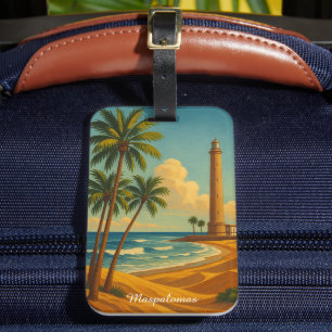 Etiqueta De Bagagem Maspalomas Meloneras Beach Vintage Gran Canaria