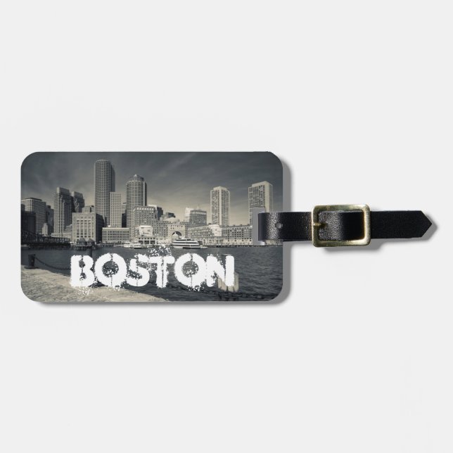 Etiqueta De Bagagem Massachusetts, Boston, edifícios Rowe's Wharf (Frente Horizontal)