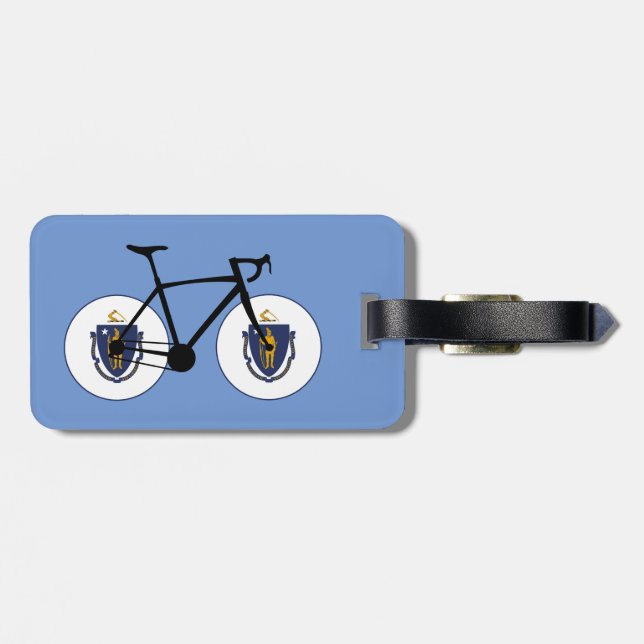 Etiqueta De Bagagem Massachusetts Flag Cycling (Traseira Horizontal)