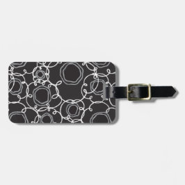 Etiqueta De Bagagem Matriz Floral Abstrata (Preto) Arte Refinada
