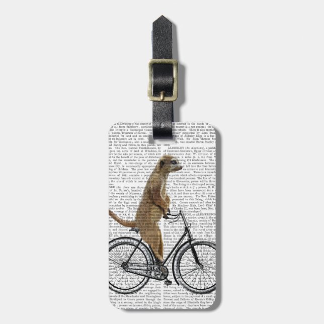 Etiqueta De Bagagem Meerkat na Bicicleta (Frente Vertical)