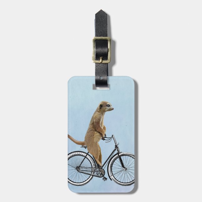 Etiqueta De Bagagem Meerkat na Bicicleta 2 (Frente Vertical)