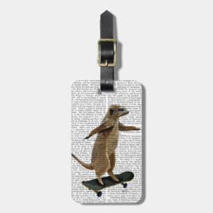 Etiqueta De Bagagem Meerkat No Skateboard 2