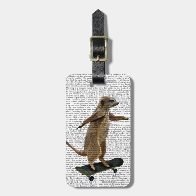 Etiqueta De Bagagem Meerkat No Skateboard 2 (Frente Vertical)
