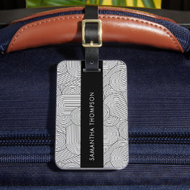 Etiqueta De Bagagem Meio século Arco Geométrico Branco Preto