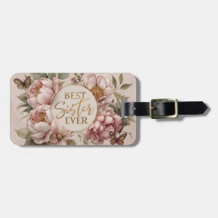 Etiqueta De Bagagem MELHOR Irmã NUNCA" Design Floral Elegante