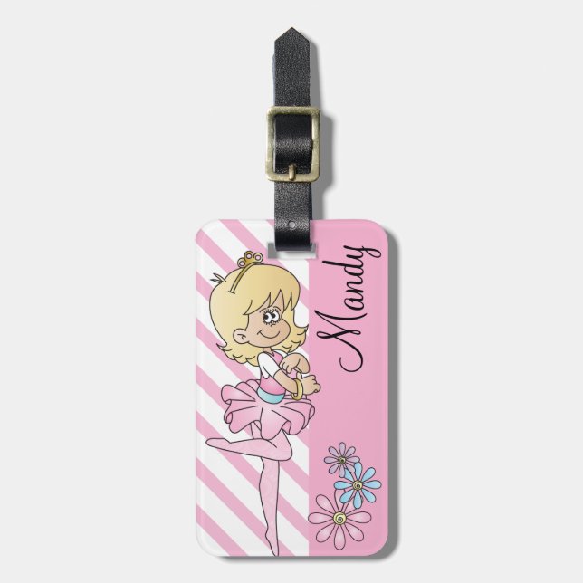 Etiqueta De Bagagem Menina Ballerina | DIY Texto | Rosa (Frente Vertical)