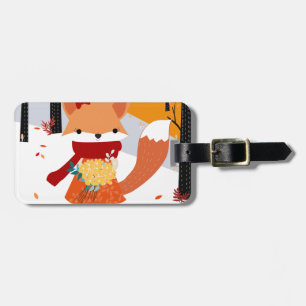 Etiqueta De Bagagem Menina bonito do lobo da raposa do bebê no tempo