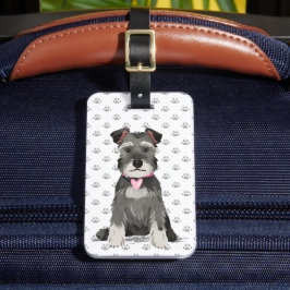 Etiqueta De Bagagem Menina Cute Mini Schnauzer