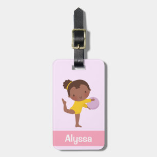 Etiqueta De Bagagem Menina Ginasta Fofa com Bola Personalizada