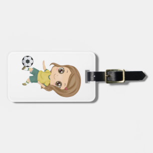 Etiqueta De Bagagem Menina Jogando Futebol Esportes Adoráveis para Cri