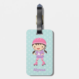 Etiqueta De Bagagem Menina Patinadora Personalizada Fofa