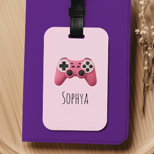 Etiqueta De Bagagem Meninas Controle de Jogo de Vídeo Rosa para Crianç
