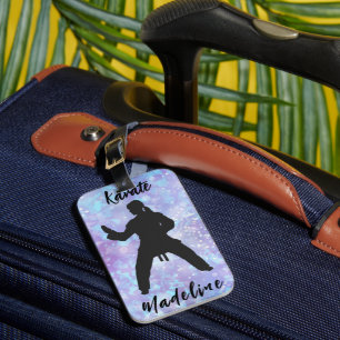 Etiqueta De Bagagem Meninas Karate Azul Roxo Personalizado