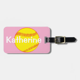 Etiqueta De Bagagem Meninas Lindo Rosa Softbol Esportes Crianças