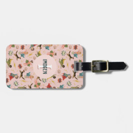 Etiqueta De Bagagem Meninas Rosa Super-Herói Monograma e Crianças de N