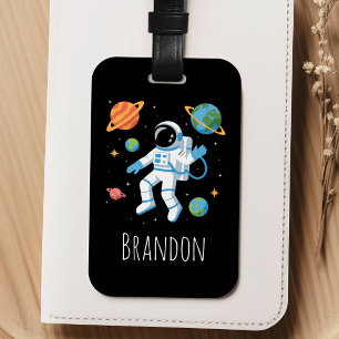 Etiqueta De Bagagem Meninos Astronautas Espaciais Fofos Crianças