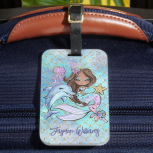 Etiqueta De Bagagem Meninos Personalizados da Menina Marrom-Suculta