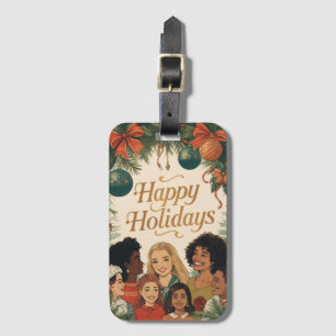 Etiqueta De Bagagem Mensagem de Natal Vintage Família Ano Novo