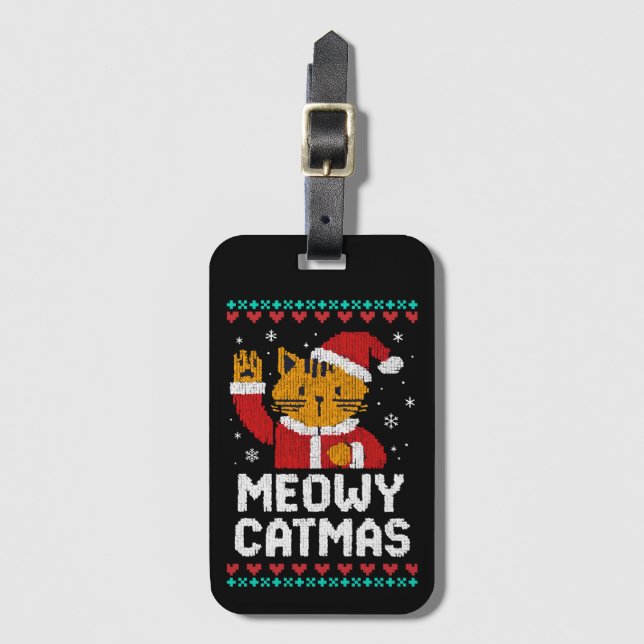 Etiqueta De Bagagem Meowy Catmas (Frente Vertical)