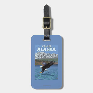 Etiqueta De Bagagem Mergulho da águia americana - Valdez, Alaska