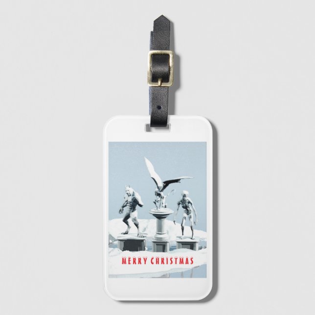 Etiqueta De Bagagem Merry Christmas. Monster ice sculptures (Frente Vertical)