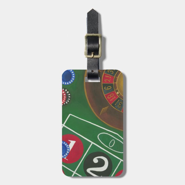 Etiqueta De Bagagem Mesa de roletas com Chips e Roda (Frente Vertical)