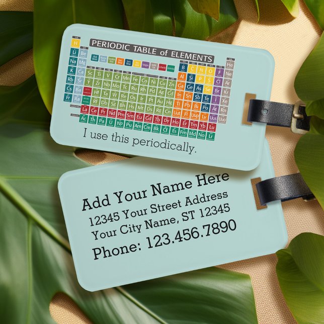 Etiqueta De Bagagem Mesa Periódica Periódica de Elementos (Personalized luggage tag - periodic table of elements)