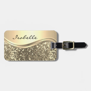 Etiqueta De Bagagem Metal Personalizado com Brilho Falso Dourado Rosa
