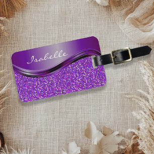 Etiqueta De Bagagem Metal Personalizado com Brilho Falso Roxo