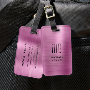 Etiqueta de Bagagem Metálica Metálica Cor-de-Rosa-