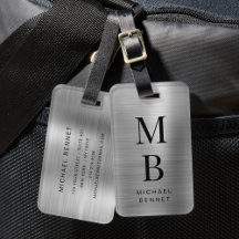 Metálico Elegante Monogramado Prateado Brilhante