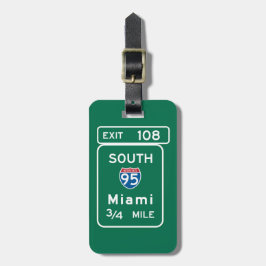 Etiqueta De Bagagem Miami, sinal de estrada de FL