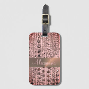 Etiqueta De Bagagem Miçangas de cordas laminadas Rosa chic