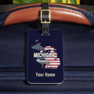 Etiqueta De Bagagem Michigan Estados Unidos - Retro State Map Vintage