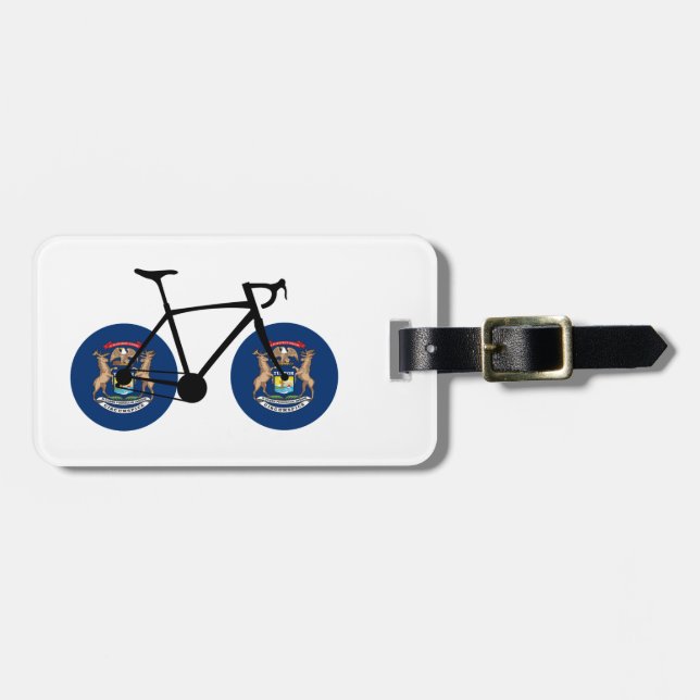 Etiqueta De Bagagem Michigan Flag Cycling (Frente Horizontal)