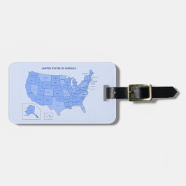 Etiqueta De Bagagem Minimal Blue United States Map Illustration