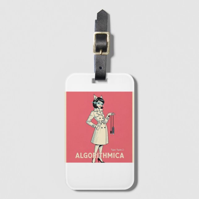 Etiqueta De Bagagem Minimal Cat Emblem (Frente Vertical)