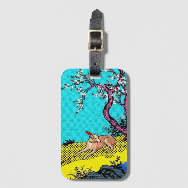 Etiqueta De Bagagem Minimalist Sighthound Silhouette Dog Graphic (Frente Vertical)