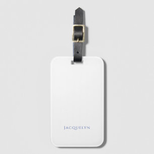 Etiqueta De Bagagem Minimalista Azul Branco Simples Elegante Moderno N